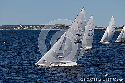 Etchells class Fleet racing sailboat yacht in the sea - Bacardi cup Invitational Regatta Editorial Stock Photo