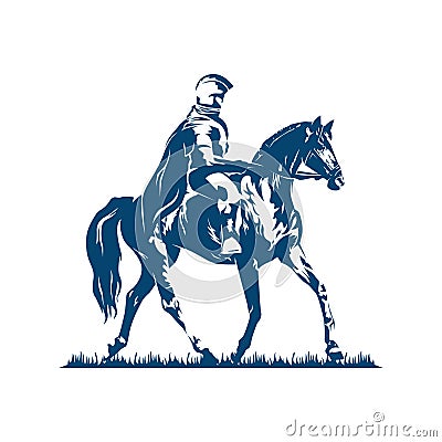 Etching Engraving Silhouette Spartan Medieval Knight Soldier Riding Horse Vector Illustration