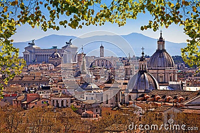 Eternal city of Rome landmarks an rooftops skyline view Stock Photo