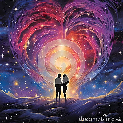 Eternal Echo: A Resonating Love Cartoon Illustration