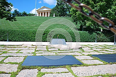 Eternal Flame at the Kennedy Grave on National Cemetery of the USA, Arlington, Virginia Editorial Stock Photo