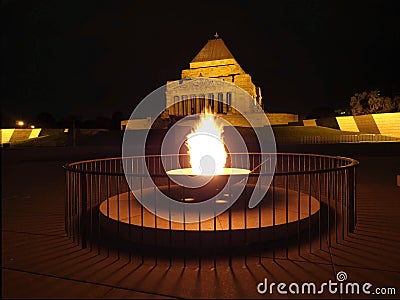 Eternal Flame at Shrine of Remembrance Editorial Stock Photo