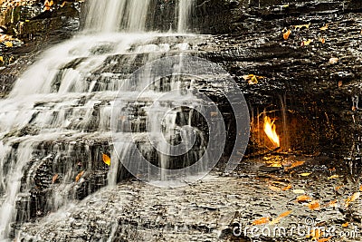 Eternal Flame Waterfall in New York Stock Photo