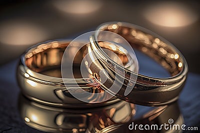 Eternal Love: A Captivating Image of Two Wedding Rings That Symbolize Commitment and Devotion, ai generative Stock Photo