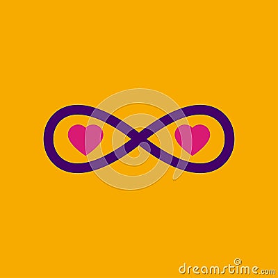 Two hearts in sign of infinity Vector Illustration