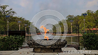 Eternal Peace Flame in Lumbini, Nepal. Stock Photo