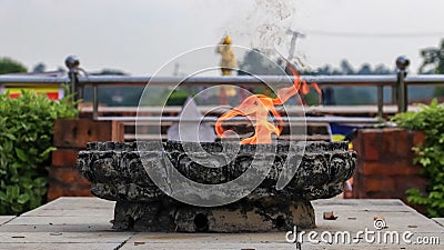 Eternal Peace Flame in Lumbini, Nepal. Stock Photo