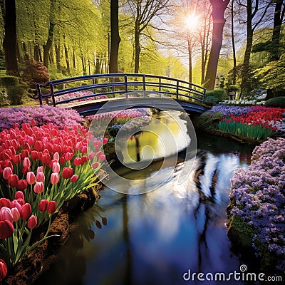 Eternal Spring: Stroll through a Surreal Floral Paradise at Keukenhof Gardens Stock Photo