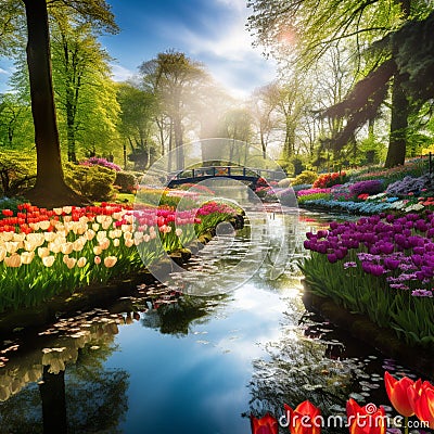 Eternal Spring: Stroll through a Surreal Floral Paradise at Keukenhof Gardens Stock Photo