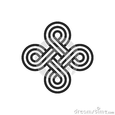 Infinite loop sign. Celtic interlocking knot. Endless loop. Old ornament strip. Vector Illustration