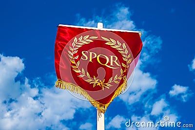 Eternity. Roman SPQR vexillum Stock Photo