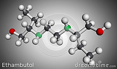 EthambutolÐµ, EMB molecule. It is bacteriostatic agent used for treatment of tuberculosis. Molecular model. 3D rendering Stock Photo