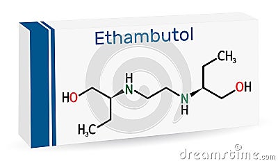 EthambutolÐµ, EMB molecule. It is bacteriostatic agent used for treatment of tuberculosis. Skeletal chemical formula. Paper Vector Illustration