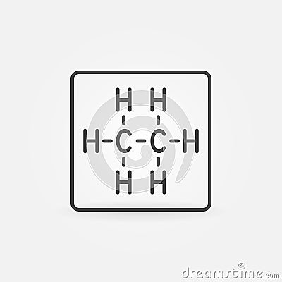 Ethane formula outline icon. Vector chemistry c2h6 symbol Vector Illustration