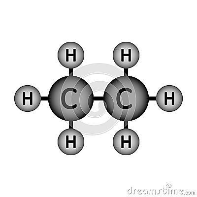Ethane molecule icon Cartoon Illustration