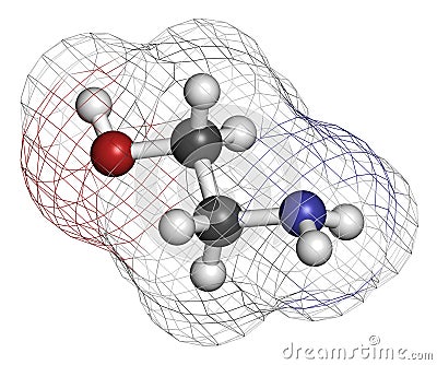 Ethanolamine 2-aminoethanol molecule. Stock Photo