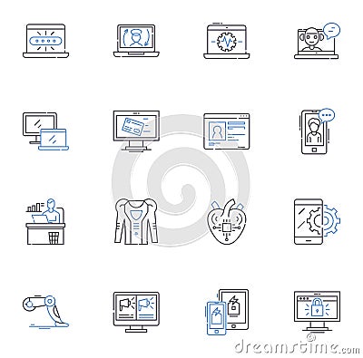 Ether line icons collection. Blockchain, Smart contracts, Decentralized, Cryptocurrency, Digital, Gas, Mining vector and Vector Illustration