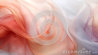 Ethereal Abstractions: Silk Light Pink And Yellow Fabric With Colorful Moebius Stock Photo