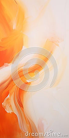 Ethereal Abstractions: Vibrant Orange And White Paint Painting Stock Photo