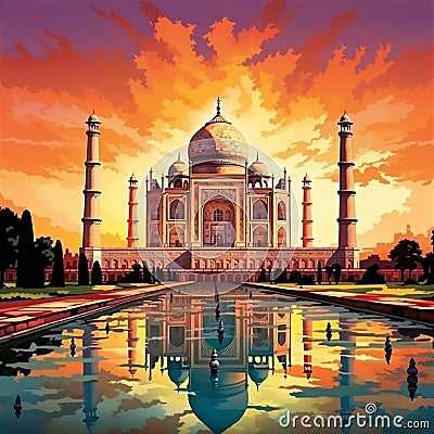 Ethereal Beauty of Agra's Architectural Wonders Stock Photo