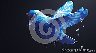 Ethereal Blue Bird Soaring Through Sky - Stunning Aerial Imagery for Nature Enthusiasts and Wildlife Lovers. Stock Photo