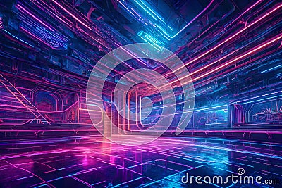 'Ethereal Chaos' using abstract patterns on an 80s retro-futuristic background Stock Photo