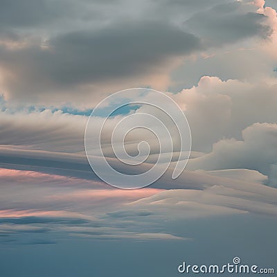 An ethereal cloud formation with soft pastel hues gently floating across the sky3, Generative AI Stock Photo