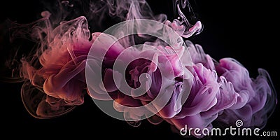 An ethereal cloud of pink and purple smoke on a black bac generative AI Stock Photo