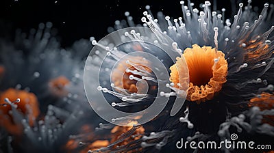 Ethereal 3d Model Of Cellular Biology With Orange And White Cells Stock Photo