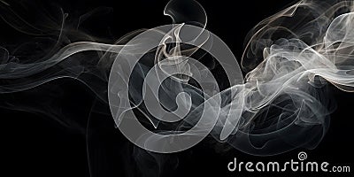 An ethereal design of wispy smoke trails in shades of whi two generative AI Stock Photo