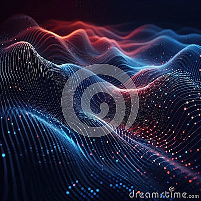 Ethereal digital network tech waves background abstract artificial intelligence data transfer connectivity Stock Photo