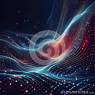 Ethereal digital network tech waves background abstract artificial intelligence data transfer connectivity Stock Photo