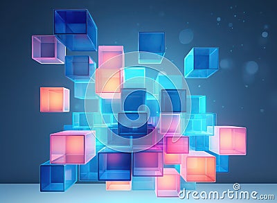 Ethereal Dimensions: Abstract 3D Geometric Squares Unveiling Multiverse - Delve into a realm of captivating abstraction with this Stock Photo