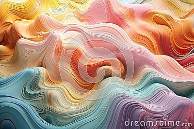An ethereal and dreamy pastel background illustration with flowing violet and turquoise liquid. Generative AI Cartoon Illustration