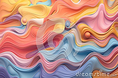 An ethereal and dreamy pastel background illustration with flowing violet and turquoise liquid. Generative AI Cartoon Illustration