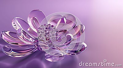 Ethereal Glass Bloom: 3D Floral Sculpture Stock Photo
