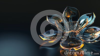 Ethereal Glass Blossom: 3D Floral Elegance Stock Photo