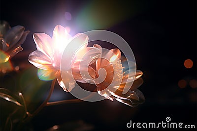 Ethereal glow blooms, an abstract lighting flares radiant transformation Stock Photo