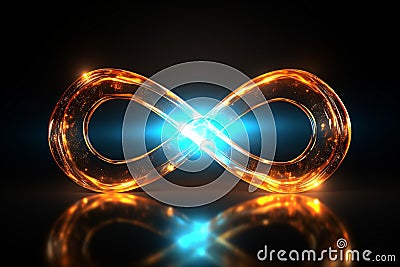 Ethereal glow Neon infinity symbol represents limitless, eternal possibilities Stock Photo