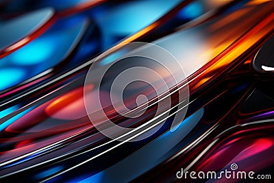 Ethereal holographic rainbow metallic background with smooth organic shape designs Stock Photo