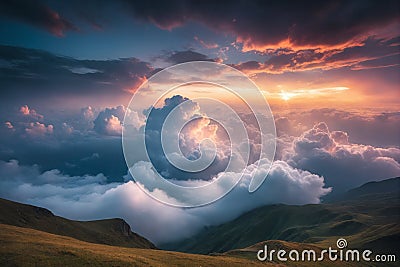 Ethereal lights, dreamy clouds, and a sense of magic for romantic fantasies Stock Photo