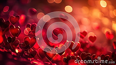 Ethereal Love, A Whimsical Symphony of Crimson Hearts Dancing in Mid-Air Stock Photo