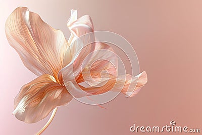 Ethereal peach flower on gradient background. Neural network AI generated Stock Photo