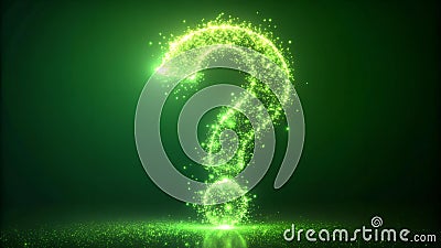 Ethereal Question Mark Particle Bounce: A Dreamy Green Screen Effect Generative AI Stock Photo