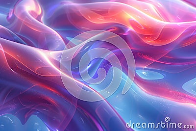 Ethereal silk waves flowing in a dreamy holographic glow. AI generated Stock Photo