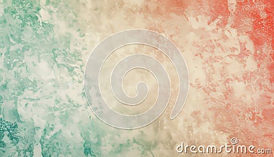 Ethereal spring background coral and mint hues blend in mist, evoking serenity and renewal. Stock Photo