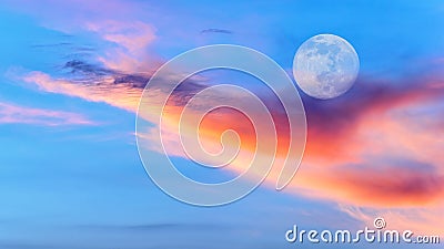 Ethereal Surreal Full Moon Colorful Nature Abstract Stock Photo