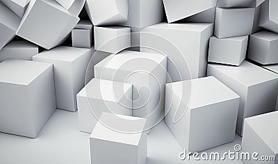 Ethereal White Cube Boxes on Block Background for Web Banners. Stock Photo