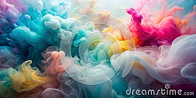 Ethereal wisps of color drifting across a canvas blending and merging to create a soft and dreamlike abstract background AI-Crea Stock Photo