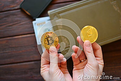 Ethereum and bitcoin background Editorial Stock Photo